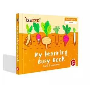 Детская развивающая книга Busy Book Монтессори,тактильная книга с липучками Keybaby для детей,бизибук, Fruits Детская развивающая книга Busy Book Монтессори,тактильная книга с липучками Keybaby для детей,бизибук, Fruits