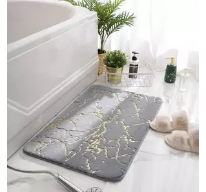 Коврик для ванной комнаты и душа нескользящий Bathlux 40х60 см с мраморным узором, Серый Коврик для ванной комнаты и душа нескользящий Bathlux 40х60 см с мраморным узором, Серый