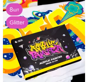 Маркеры акриловые STA для рисования, премиум качество, набор 8 Glitter цветов Маркеры акриловые STA для рисования, премиум качество, набор 8 Glitter цветов