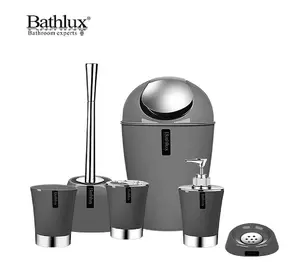 Набор качественных стильных аксессуаров для ванной комнаты Bathlux из 6 предметов Черный Набор качественных стильных аксессуаров для ванной комнаты Bathlux из 6 предметов Черный