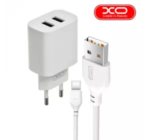 Сетевое зарядное устройство XO CE02C на 2USB 2.1A Белый + Кабель Lightning Сетевое зарядное устройство XO CE02C на 2USB 2.1A Белый + Кабель Lightning