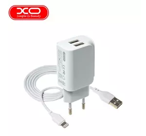 Сетевое зарядное устройство с кабелем USB - Lightning XO L35D 2USB/2.1A Белый Сетевое зарядное устройство с кабелем USB - Lightning XO L35D 2USB/2.1A Белый