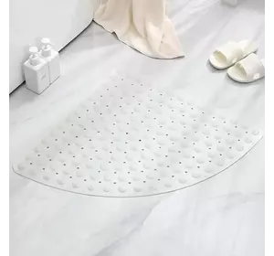 Силиконовый треугольный коврик противоскользящий Bathlux на присосках для ванны и душа 54х54 см, Белый Силиконовый треугольный коврик противоскользящий Bathlux на присосках для ванны и душа 54х54 см, Белый