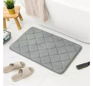 Коврик для ванной комнаты и душа Bathlux 40х60 антискользящий, мягкий, водопоглощающий, Серый Коврик для ванной комнаты и душа Bathlux 40х60 антискользящий, мягкий, водопоглощающий, Серый