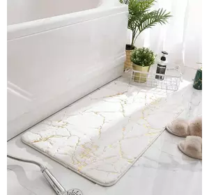 Коврик для ванной комнаты и душа нескользящий Bathlux 40х60 см с мраморным узором, Белый Коврик для ванной комнаты и душа нескользящий Bathlux 40х60 см с мраморным узором, Белый
