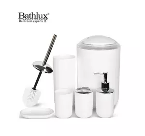 Набор качественных стильных аксессуаров для ванной комнаты Bathlux из 6 предметов, Розовый Набор качественных стильных аксессуаров для ванной комнаты Bathlux из 6 предметов, Розовый
