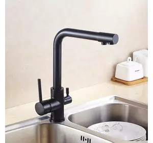 Змішувач для кухні WanFan, для гарячої і холодної води, 2 види подачі води матовий Чорний Змішувач для кухні WanFan, для гарячої і холодної води, 2 види подачі води матовий Чорний