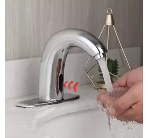 Змішувач сенсорний для раковини у ванну, безконтактний хромований кран з сенсорним дачіком Змішувач сенсорний для раковини у ванну, безконтактний хромований кран з сенсорним дачіком