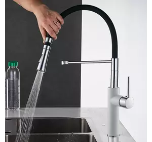 Змішувач кухонний WanFan з висувним зливом, для гарячої і холодної води, що обертається на 360 градусів, 2 вид Змішувач кухонний WanFan з висувним зливом, для гарячої і холодної води, що обертається на 360 градусів, 2 вид