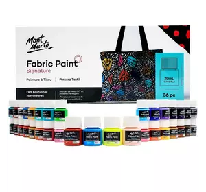 Фарби акрилові для малювання на тканині Mont Marte Fabric Paint Set Signature 36pc x 20ml Фарби акрилові для малювання на тканині Mont Marte Fabric Paint Set Signature 36pc x 20ml