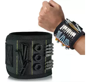 Магнітний браслет для інструментів, Магнітний браслет для роботи  з потужною магнітною пластиною для цвяхів Чорний Магнітний браслет для інструментів, Магнітний браслет для роботи  з потужною магнітною пластиною для цвяхів Чорний