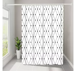 Шторка для ванної кімнати Bathlux 180 x 180 см люкс якість з водовідштовхувальним покриттям, Біла з чорним Шторка для ванної кімнати Bathlux 180 x 180 см люкс якість з водовідштовхувальним покриттям, Біла з чорним